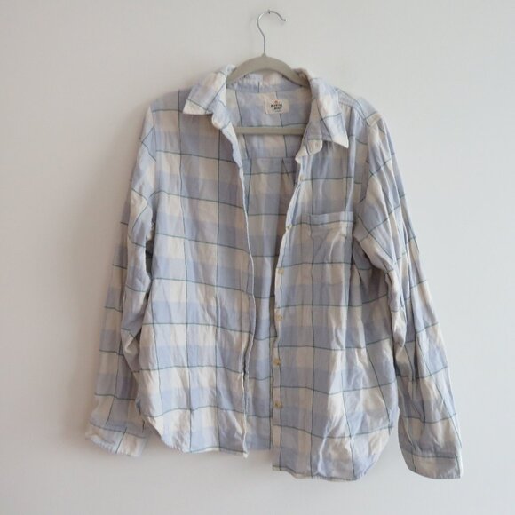 MARINE LAYER Monterey Flannel Shirt in Cool Blue Plaid Casual Gorpcore- Size XL - Picture 2 of 15